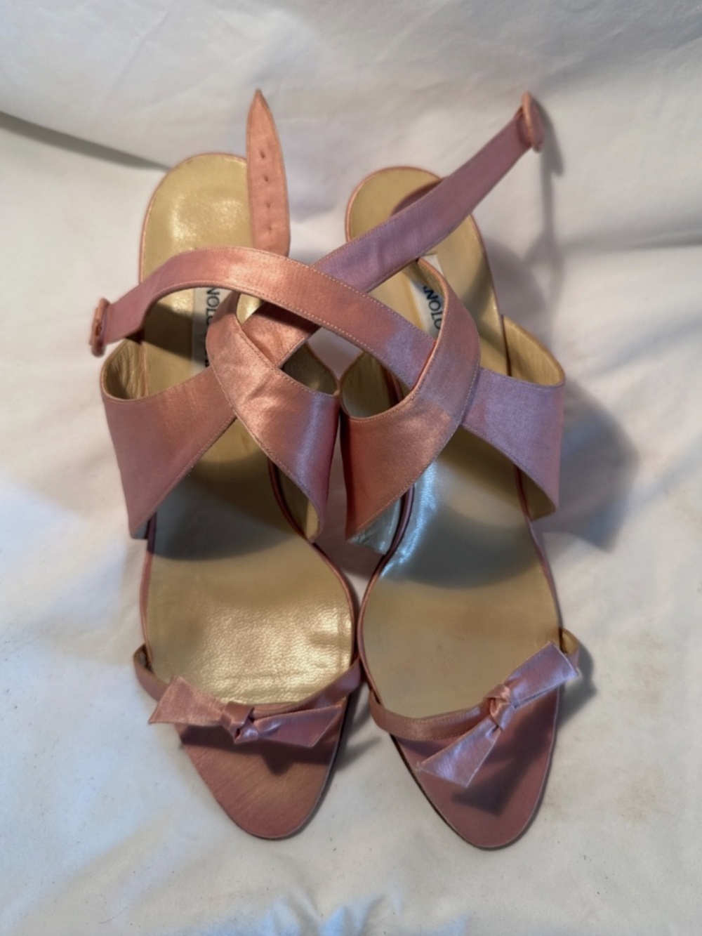 Rare Vintage Manolo Blahnik Ballet Pink Silk Heels - Picture 2 of 8
